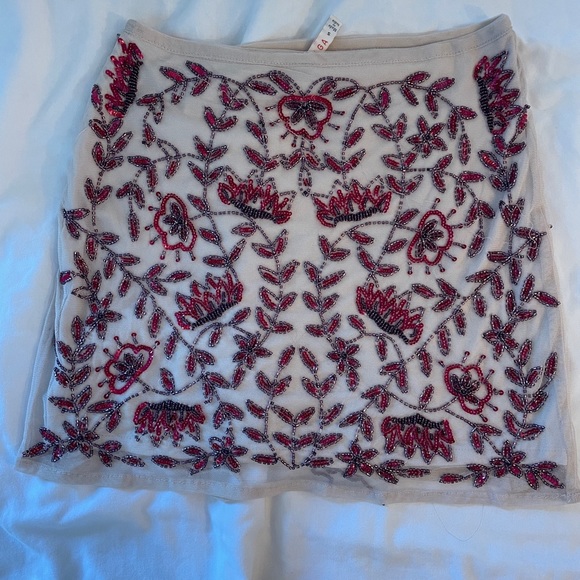 Raga Genevieve Drawstring Beaded Mini Skirt Size Small - Picture 4 of 5